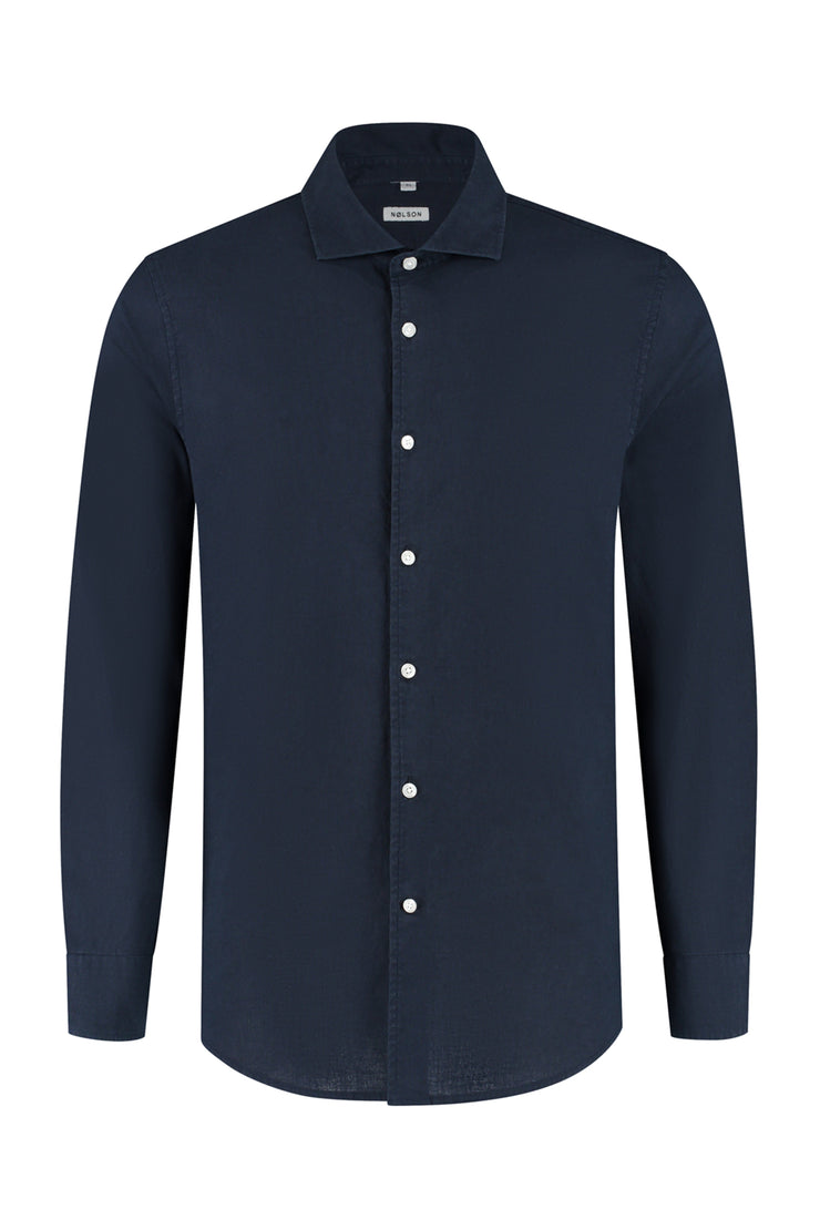 Lindo Dark Blue Linen Shirt