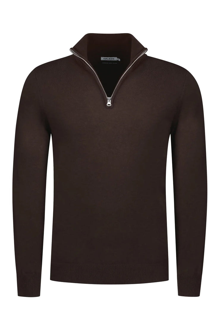 Quarter-zip Chocolate Brown Sweater