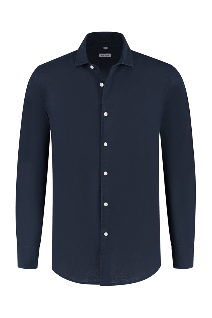 Lindo Dark Blue Linen Shirt