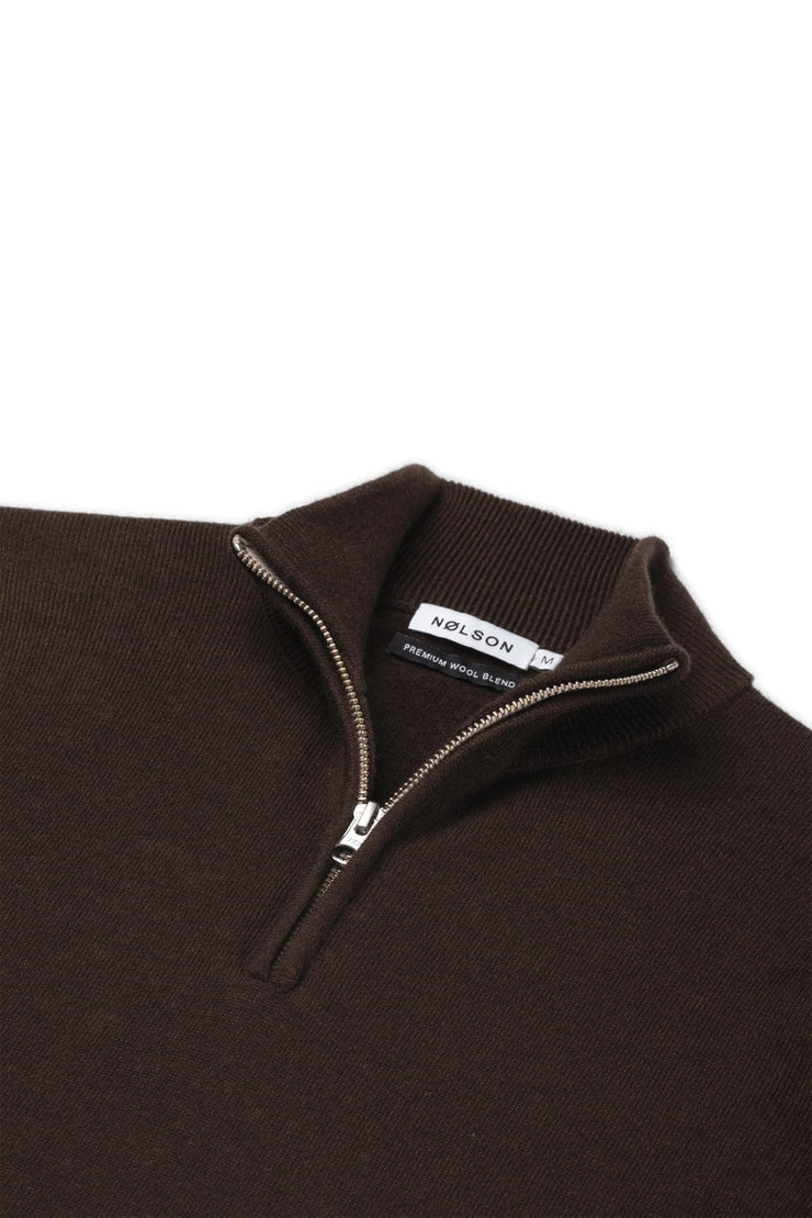 Quarter-zip Chocolate Brown Sweater
