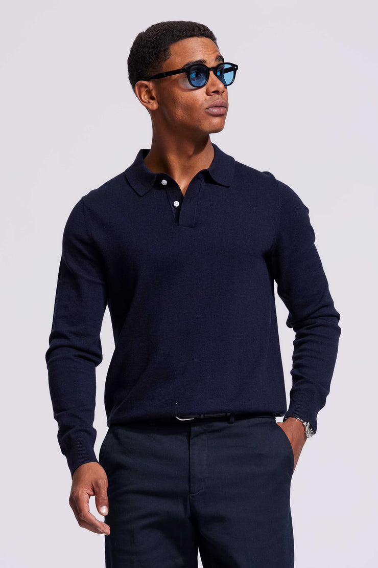 Knitted Polo Dark Blue