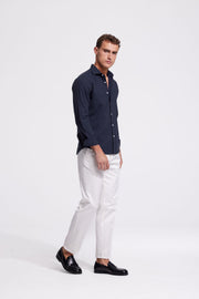 Lindo Dark Blue Linen Shirt