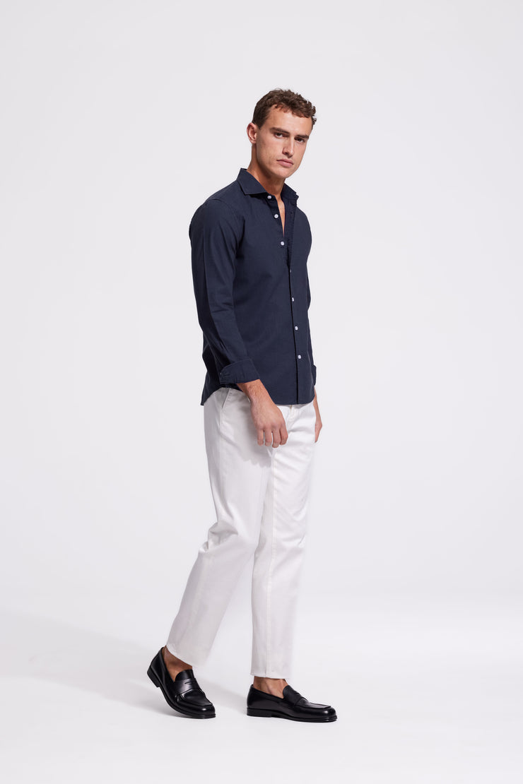 Lindo Dark Blue Linen Shirt