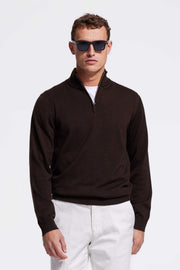 Quarter-zip Chocolate Brown Sweater