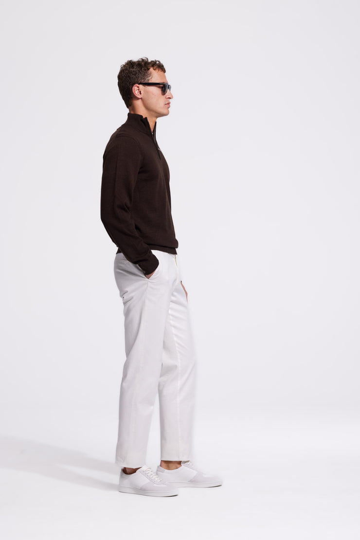 Quarter-zip Chocolate Brown Sweater
