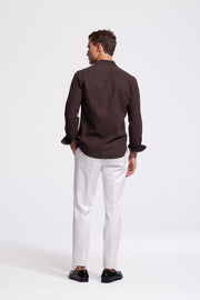 Lindo Dark Brown Linen Shirt