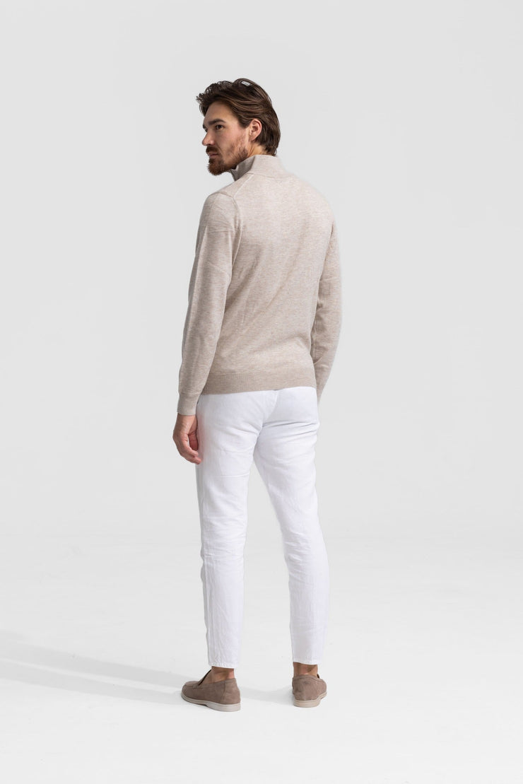 Quarter-zip Beige Sweater