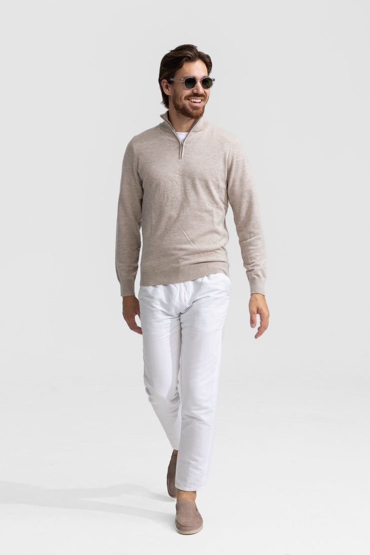 Quarter-zip Beige Sweater